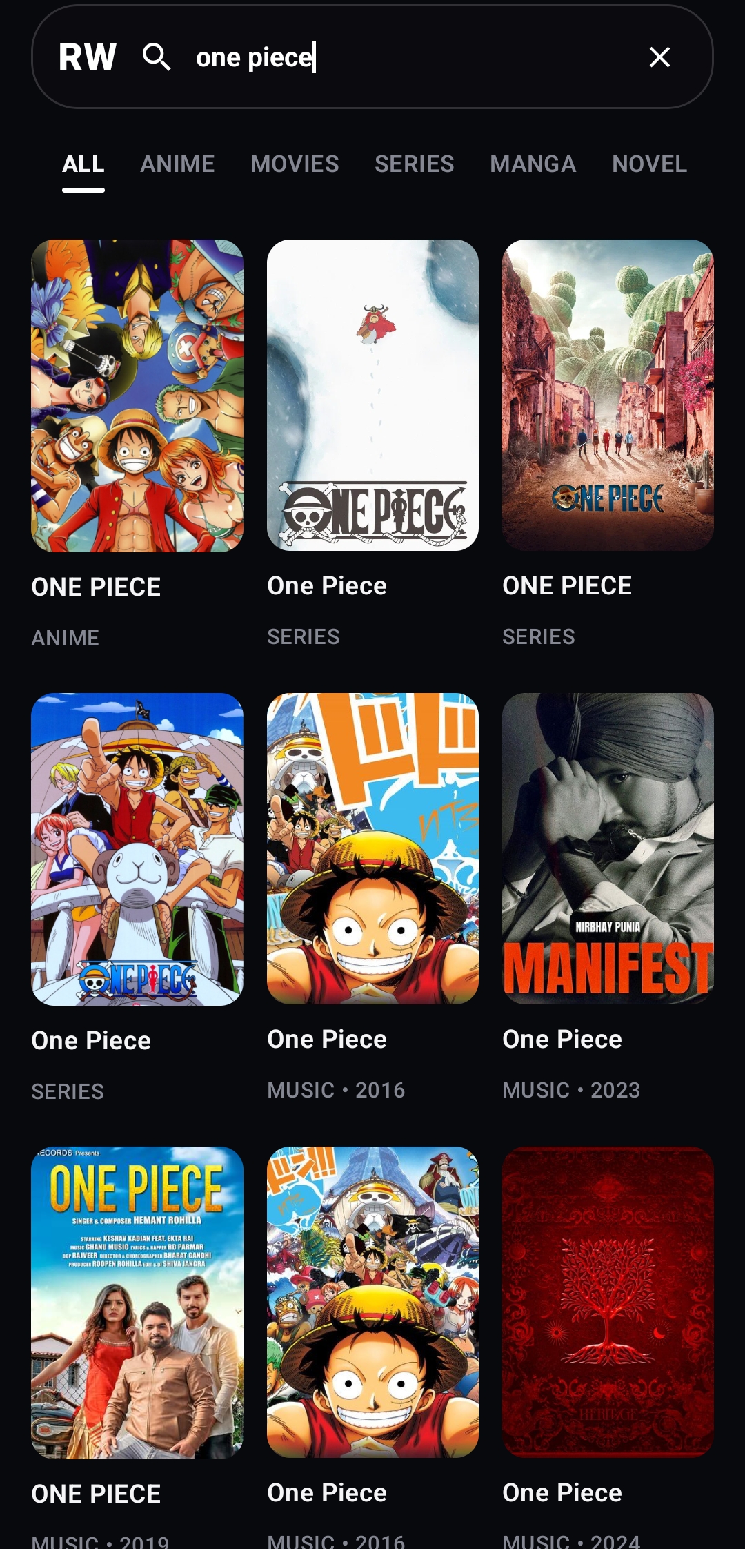 Search Menu